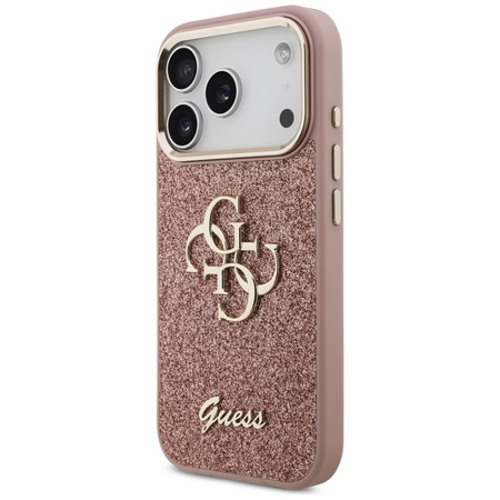 Guess Fixed Glitter Big 4G Metal Frame - Etui iPhone 17 Pro (różowy)
