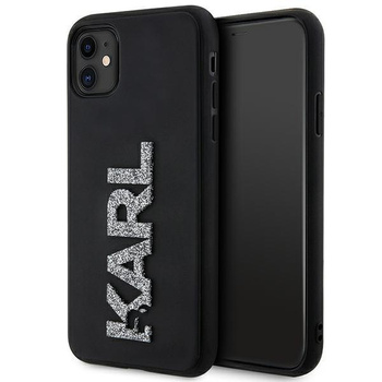 Karl Lagerfeld 3D Rubber Glitter Logo - Etui iPhone 11 (Czarny)