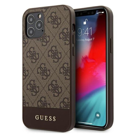 Guess 4G Bottom Stripe Collection - Etui iPhone 12 Pro Max (brązowy)