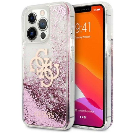 Guess Liquid Glitter 4G Big Logo - Etui iPhone 13 Pro (różowy)