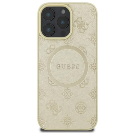 Guess Saffiano Peony Classic Logo MagSafe - Etui iPhone 16 Pro Max (złoty)
