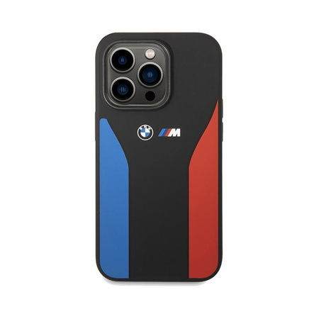 BMW Silicone Blue&Red Stripes M Collection - Etui iPhone 15 Pro Max (czarny)