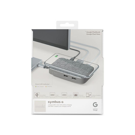 Moshi Symbus Q - Hub USB-C + ładowarka bezprzewodowa indukcyjna Qi do iPhone i Android (Gray)