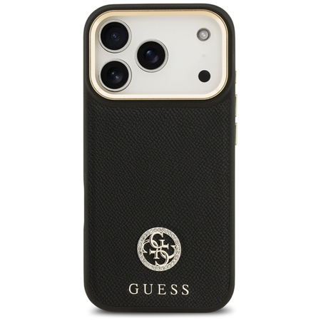 Guess Grained Strass Logo MagSafe - Etui iPhone 17 Pro (czarny)