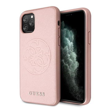 Guess Saffiano 4G Circle Logo - Etui iPhone 11 Pro (różowy)