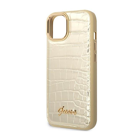 Guess Croco Collection – Etui iPhone 14 (złoty)