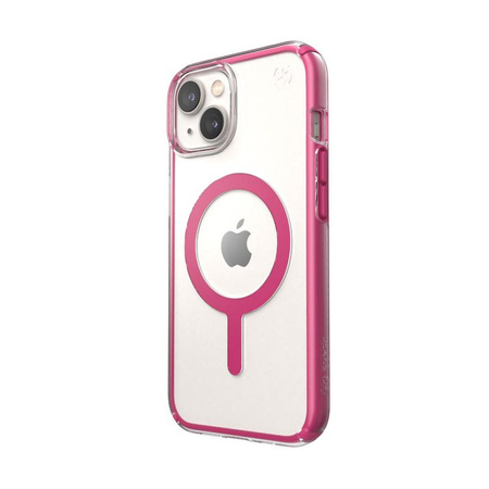 Speck Presidio Perfect-Clear with Impact Geometry + MagSafe - Etui iPhone 14 / iPhone 13 z powłoką MICROBAN (Clear / Digital Pink)