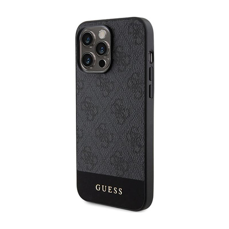 Guess 4G Bottom Stripe Metal Logo Collection - Etui iPhone 15 Pro Max (szary)