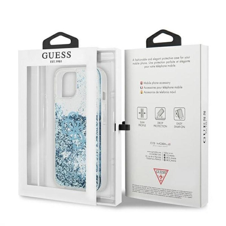 Guess Liquid Glitter 4G Big Logo - Etui iPhone 13 (niebieski)
