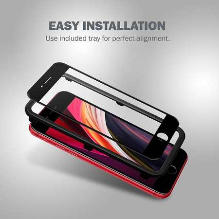 Crong 3D Armour Glass – Szkło hartowane 9H na cały ekran iPhone SE (2022/2020) / 8 / 7 + ramka instalacyjna