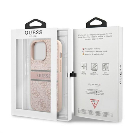 Guess 4G Printed Stripe - Etui iPhone 13 Pro Max (różowy)
