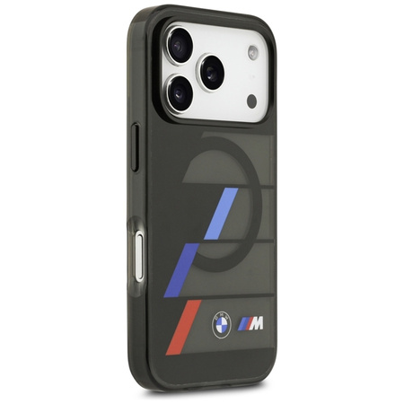 BMW M IML Metal Buttons Tricolor Lines MagSafe - Etui iPhone 17 Pro Max (czarny)