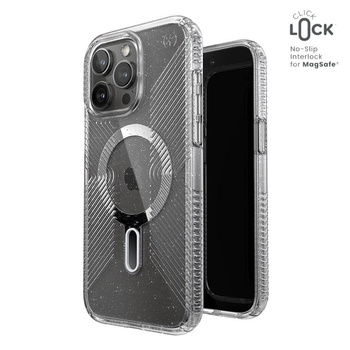 Speck Presidio Lux Grip ClickLock & Magsafe - Etui iPhone 15 Pro Max (Clear / Chrome Finish / Serene Silver)
