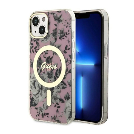 Guess Flower MagSafe - Etui iPhone 14 Plus (Różowy)