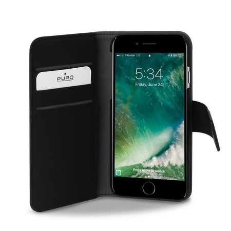PURO Wallet Detachable - Etui 2w1 iPhone SE (2022 / 2020) / 8 / 7 / 6s (czarny)