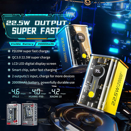WEKOME WP-337 Vanguard Series - Power bank 20000 mAh PD 20W + QC 22.5W (Czarny)