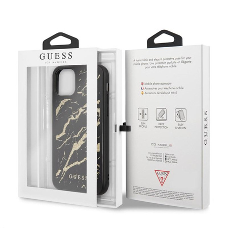 Guess Marble Glass Gold Glitter - Etui iPhone 11 (czarny)