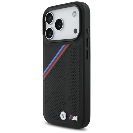 BMW M Tricolor Metal Logo MagSafe - Etui iPhone 17 Pro (czarny)