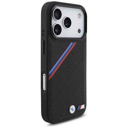 BMW M Tricolor Metal Logo MagSafe - Etui iPhone 17 Pro (czarny)