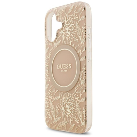 Guess IML Flowers Electro Pearl Strap MagSafe - Etui iPhone 17 (różowy)