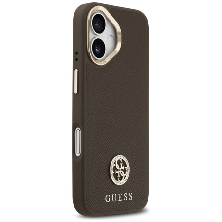 Guess Grained Strass Logo MagSafe - Etui iPhone 17 (brązowy)