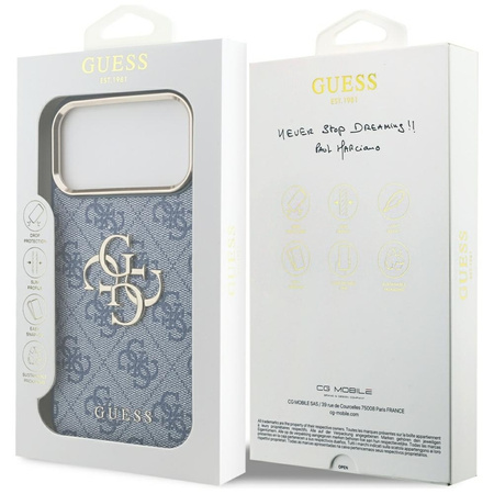 Guess 4G Big 4G Classic Logo - Etui iPhone 17 Pro Max (niebieski / złoty)