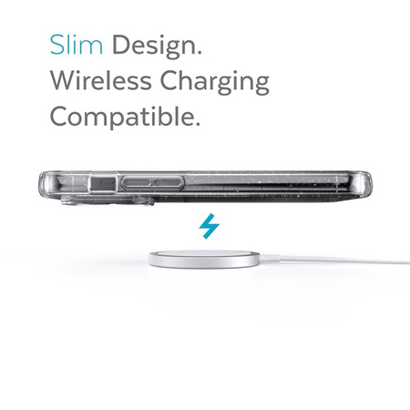 Speck Presidio Perfect-Clear with Glitter - Etui iPhone 13 Pro Max / iPhone 12 Pro Max z powłoką MICROBAN (Clear/Platinum Glitter)