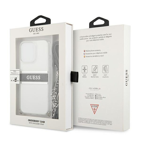 Guess 4G Silver Stripe Crossbody - Etui iPhone 13 Pro