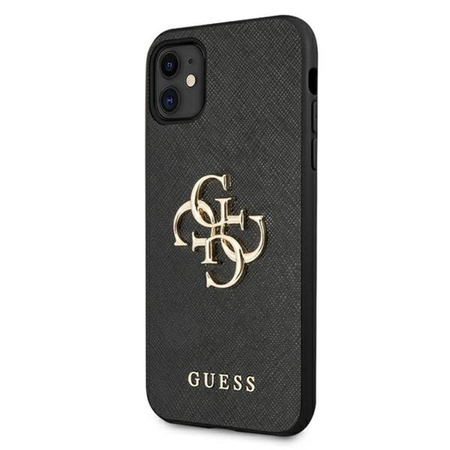 Guess Saffiano 4G Big Metal Logo - Etui iPhone 11 (czarny)