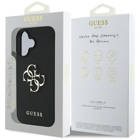 Guess Grained Big 4G Logo Small Classic Logo - Etui do iPhone 16 (czarny)