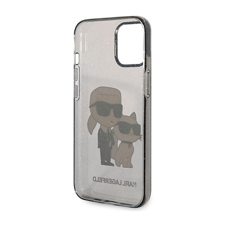 Karl Lagerfeld IML Glitter NFT Karl & Choupette - Etui iPhone 12 / iPhone 12 Pro (czarny)