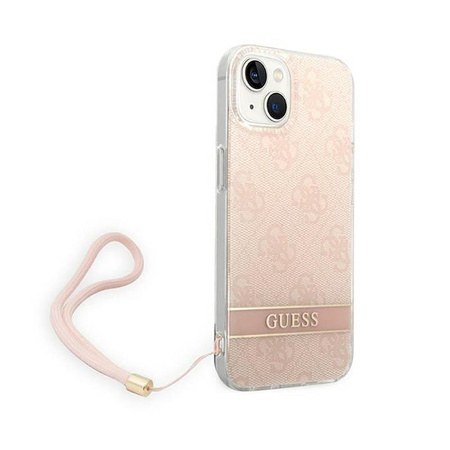 Guess 4G Print Cord - Etui ze smyczką iPhone 14 (różowy)