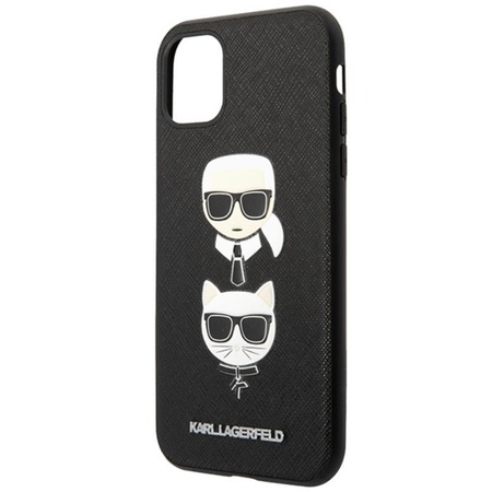 Karl Lagerfeld Saffiano Karl & Choupette Heads - Etui iPhone 11 Pro (czarny)