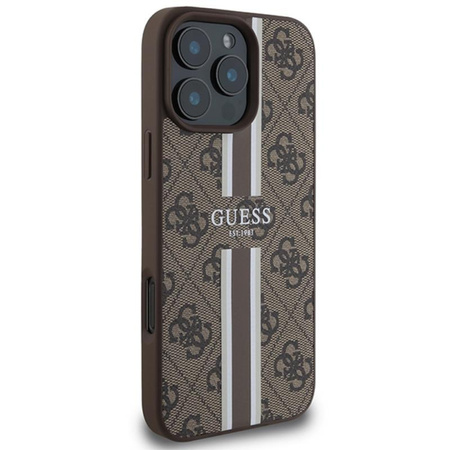 Guess 4G Printed Stripes MagSafe - Etui iPhone 16 Pro Max (brązowy)