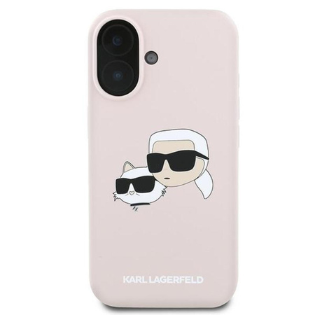 Karl Lagerfeld Silicone Double Heads Print MagSafe - Etui iPhone 16 Plus (różowy)