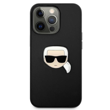 Karl Lagerfeld PU Leather Karl's Head Metal - Etui iPhone 13 Pro (czarny)