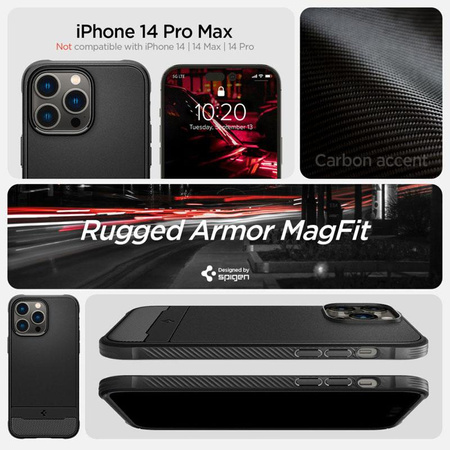 Spigen Rugged Armor Mag MagSafe - Etui do iPhone 14 Pro Max (Czarny)
