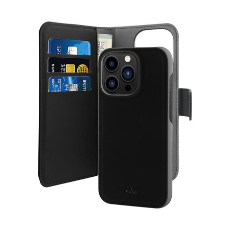 PURO Wallet Detachable - Etui 2w1 iPhone 14 Pro Max (czarny)