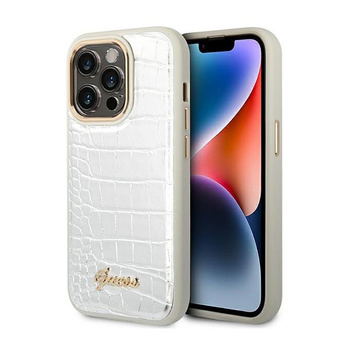 Guess Croco Collection – Etui iPhone 14 Pro (srebrny)