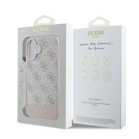 Guess 4G Bottom Stripe - Etui iPhone 16 Plus (różowy)