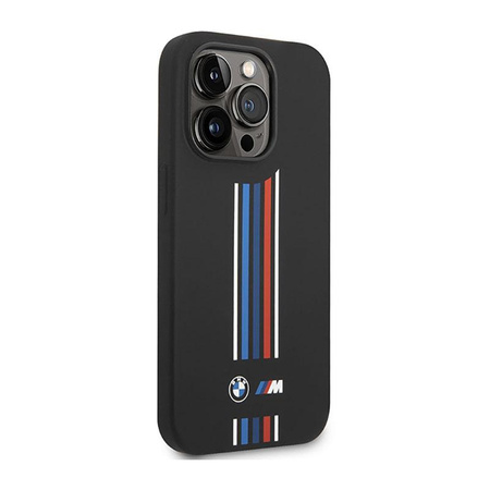 BMW Silicone Vertical Tricolor Lines - Etui iPhone 14 Pro (czarny)