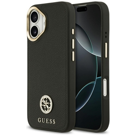 Guess Grained Strass Logo MagSafe - Etui iPhone 17 (czarny)