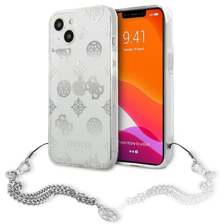 Guess Peony Chain Handle - Etui iPhone 13 (srebrny)