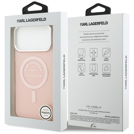 Karl Lagerfeld IML Karl RSG Logo MagSafe - Etui iPhone 17 Pro Max (różowy)
