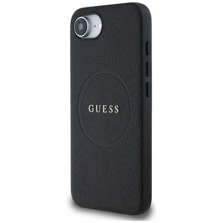 Guess Grained Ring MagSafe - Etui do iPhone 16e (czarny)