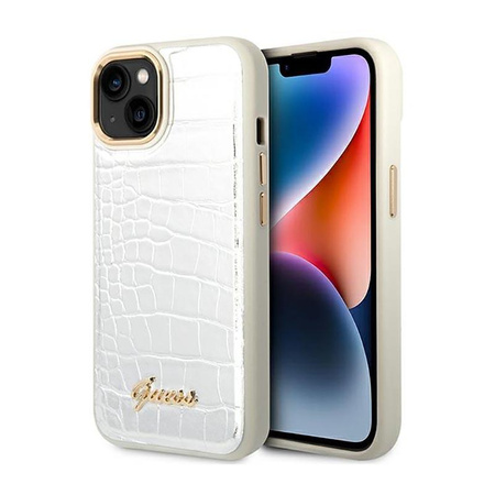 Guess Croco Collection – Etui iPhone 14 (srebrny)