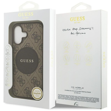 Guess 4G Circle Classic Logo MagSafe - Etui iPhone 17 (brązowy)