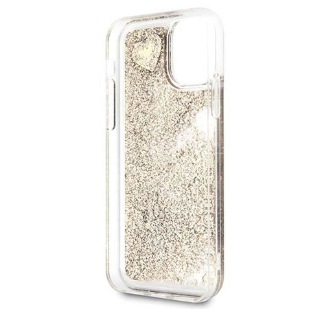 Guess Liquid Glitter Hearts - Etui iPhone 11 (złoty)