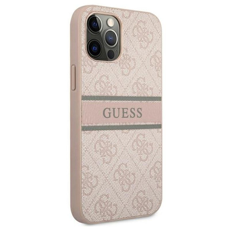 Guess 4G Printed Stripe - Etui iPhone 12 / iPhone 12 Pro (różowy)