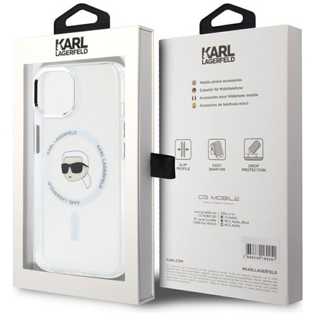 Karl Lagerfeld IML Metal Karl Head MagSafe - Etui do iPhone 15 Plus (biały)